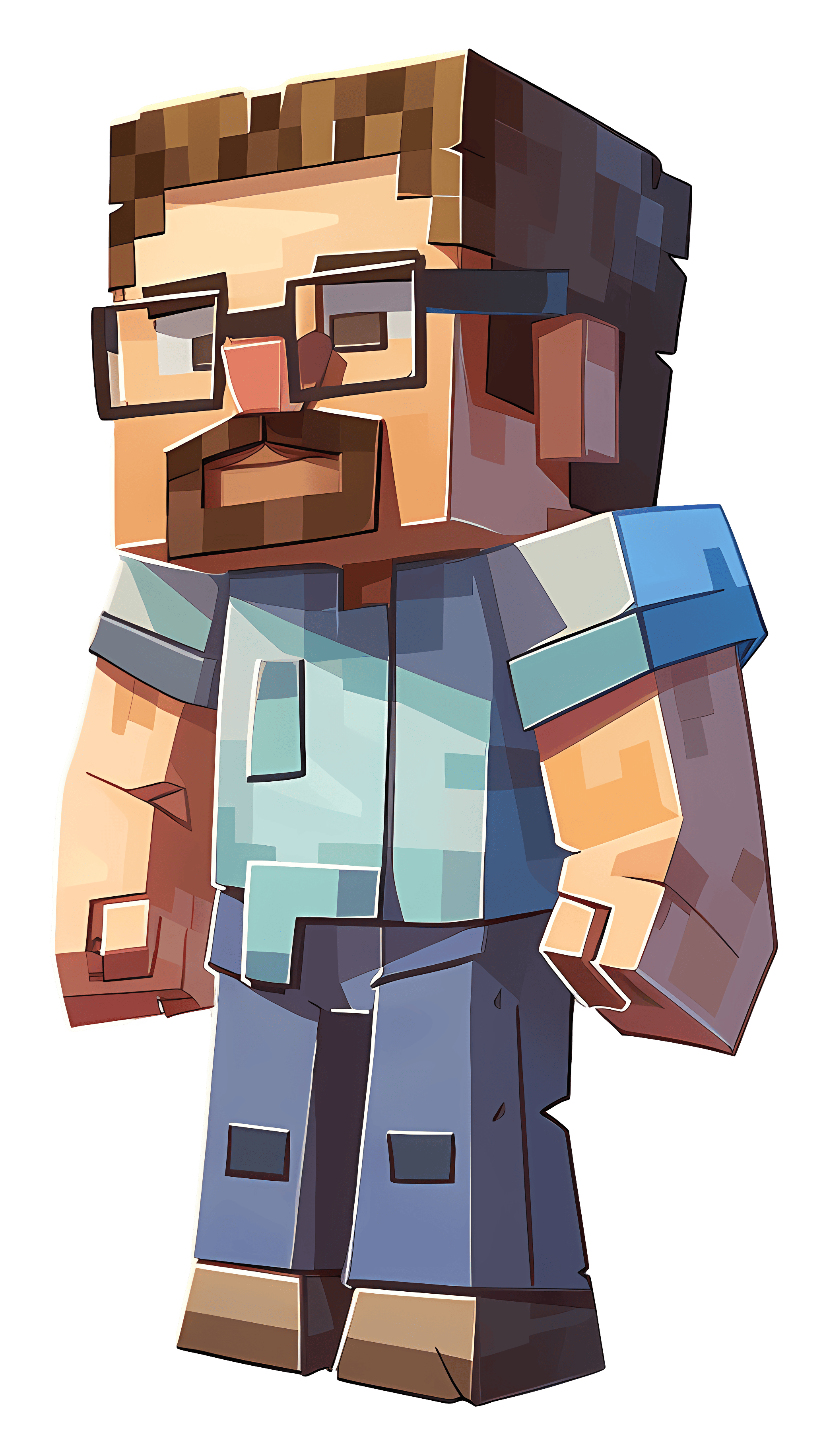 Personagem Steve do Minecraft com produtos da loja virtual SteveShop